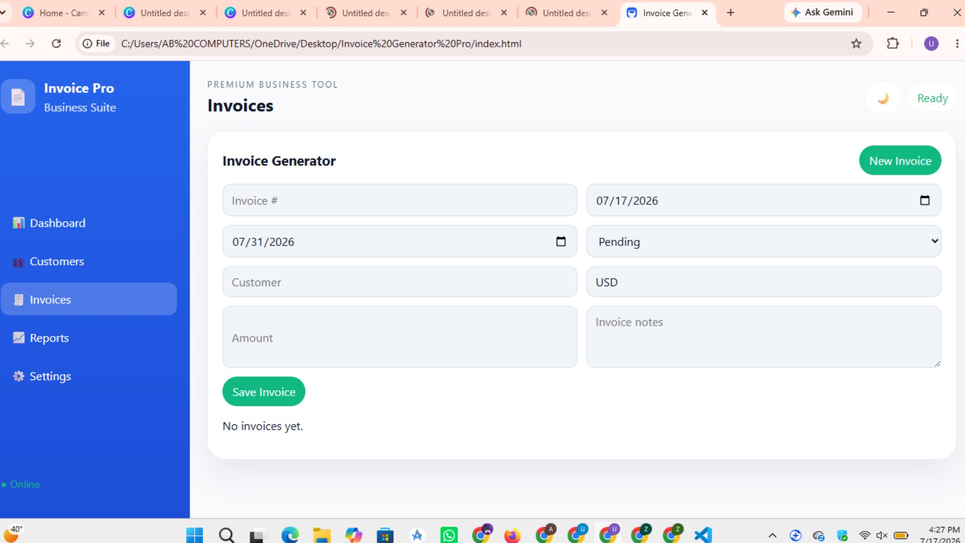 Invoice Generator Pro screenshot