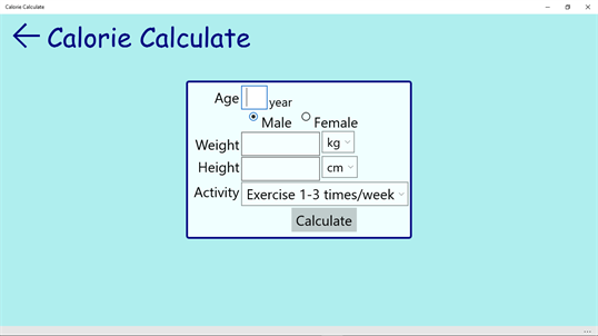 Calorie Calculate screenshot 1