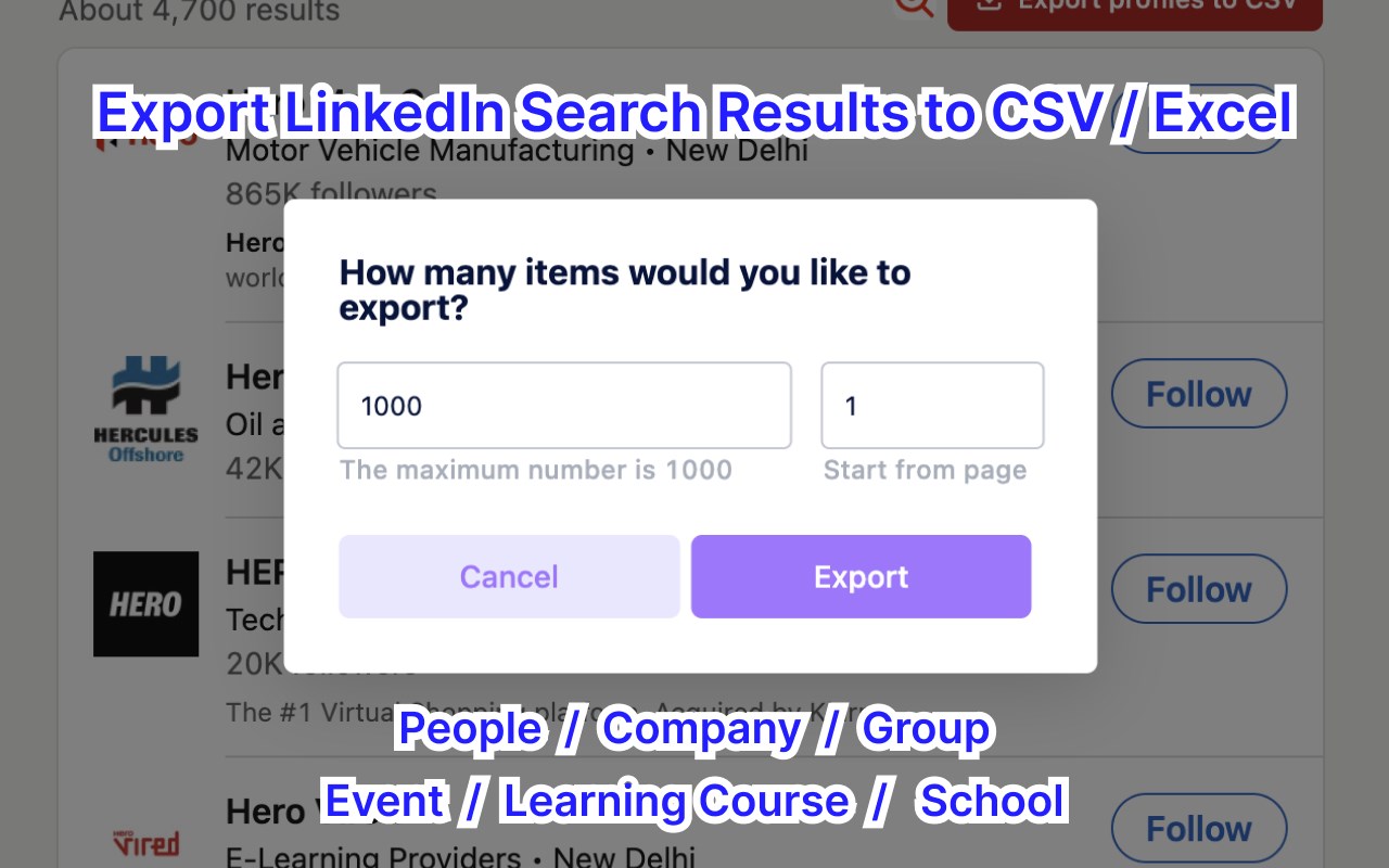 Search Export for LinkedIn™️(People+Company)