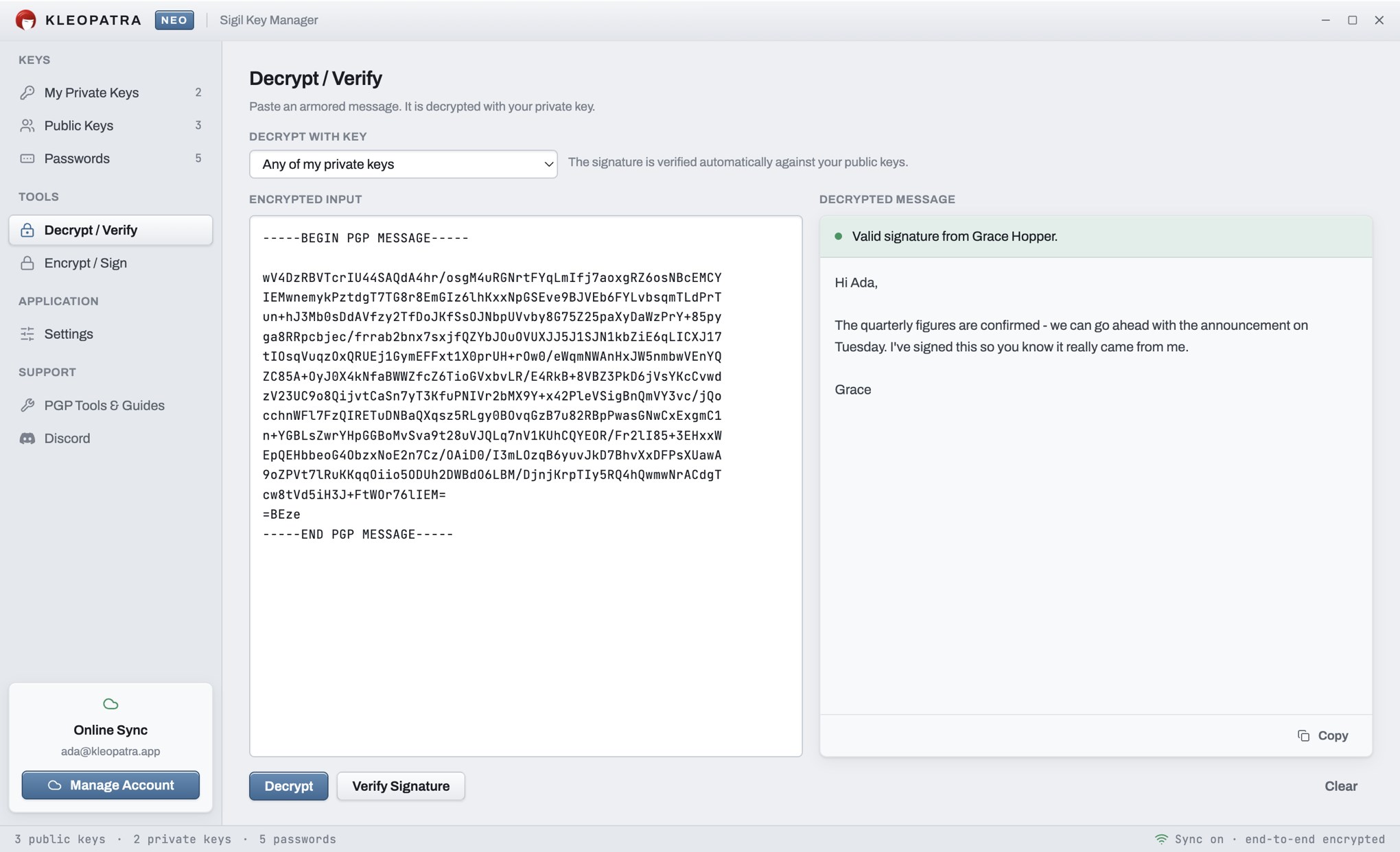 Kleopatra Neo screenshot