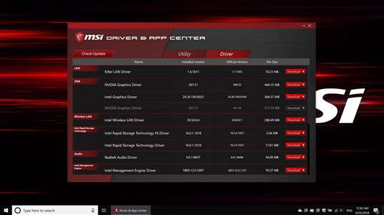 MSI Driver & App Center screenshot 2