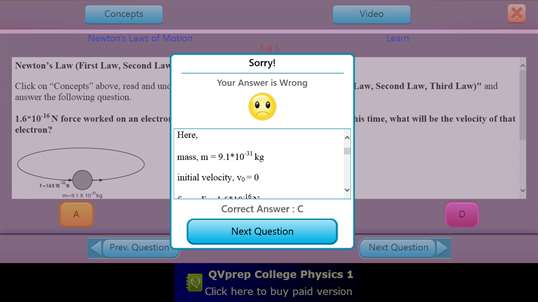 QVprep Lite College Physics Volume 1 screenshot 7