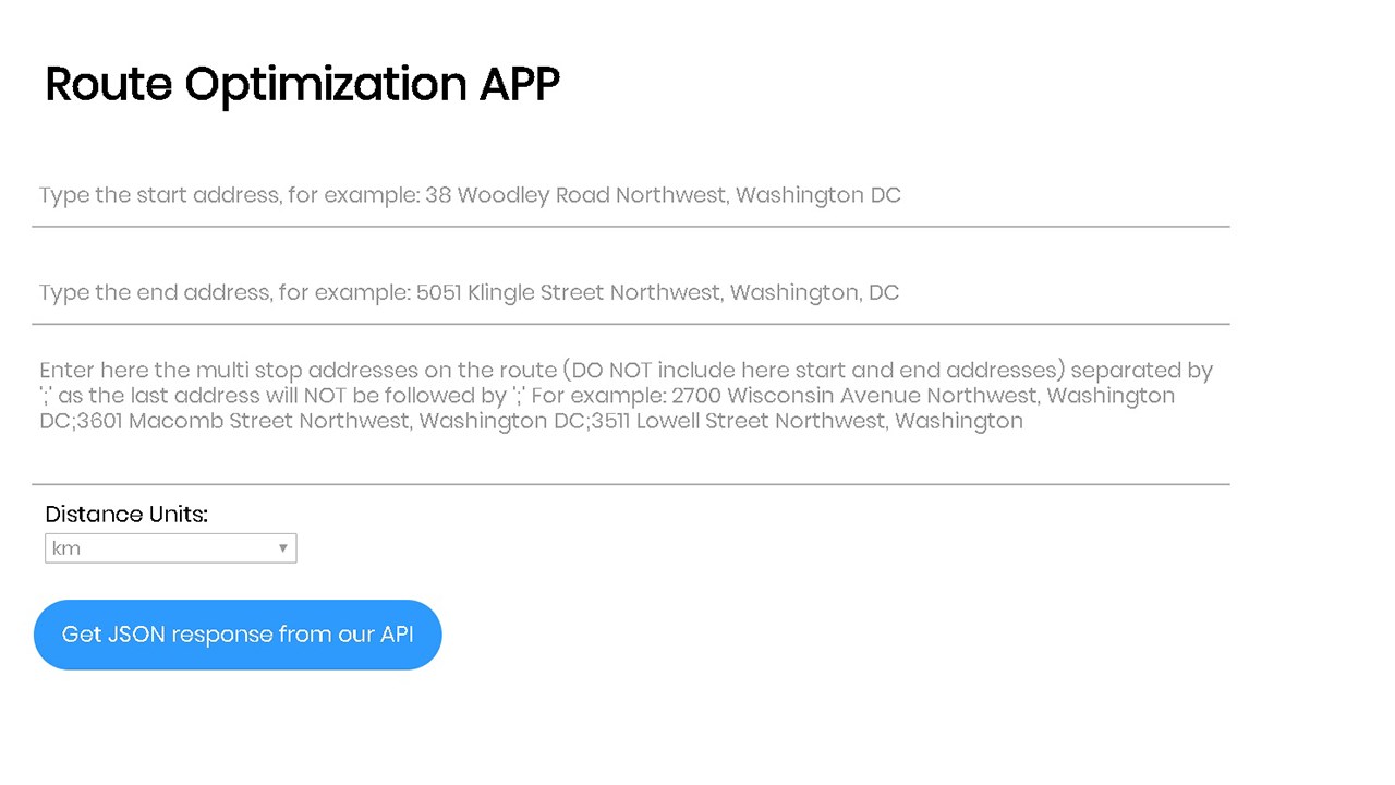 Snapshot 3 of Route Optimization API, 100 addresses per Request