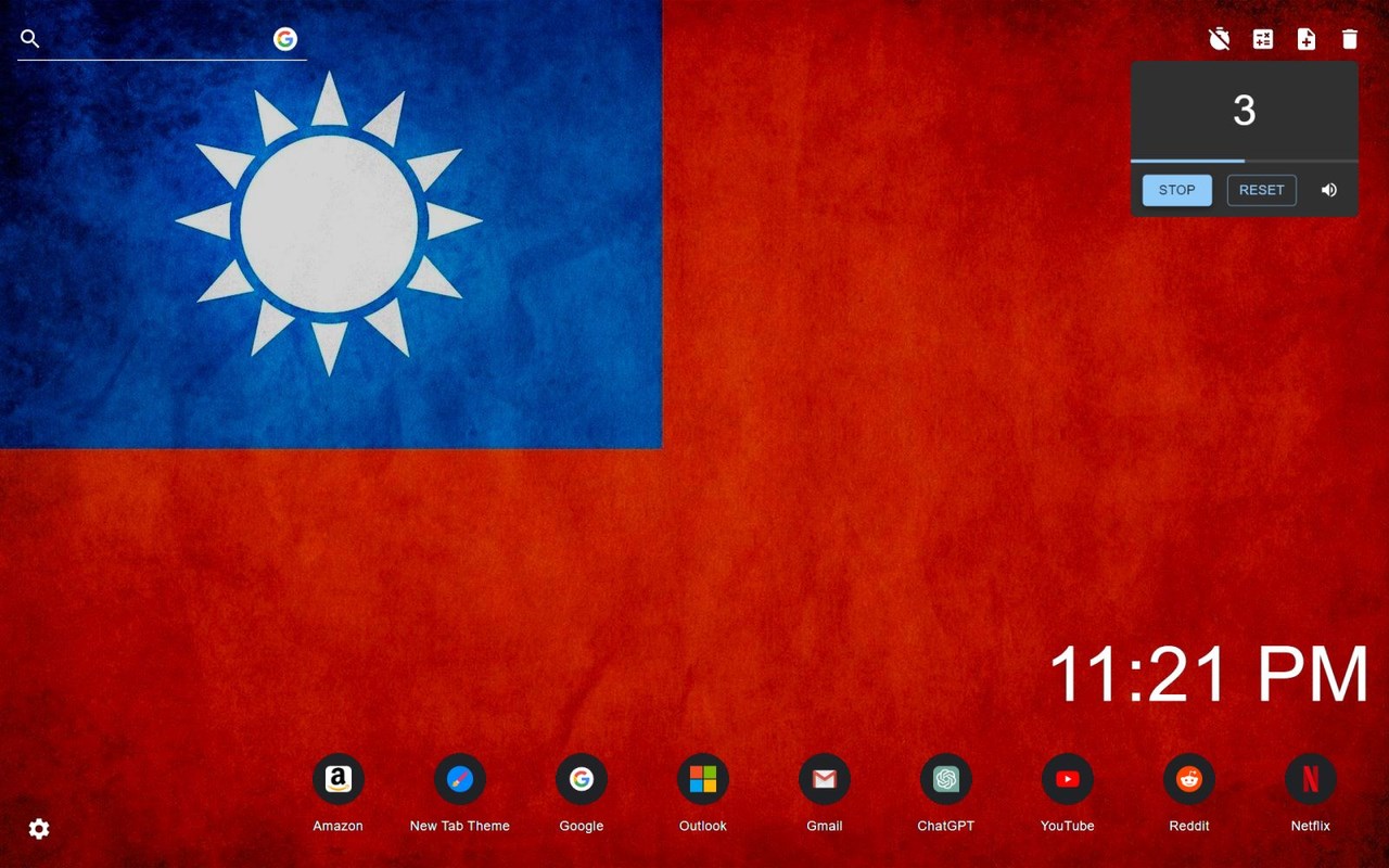 Taiwan Flag Wallpaper New Tab