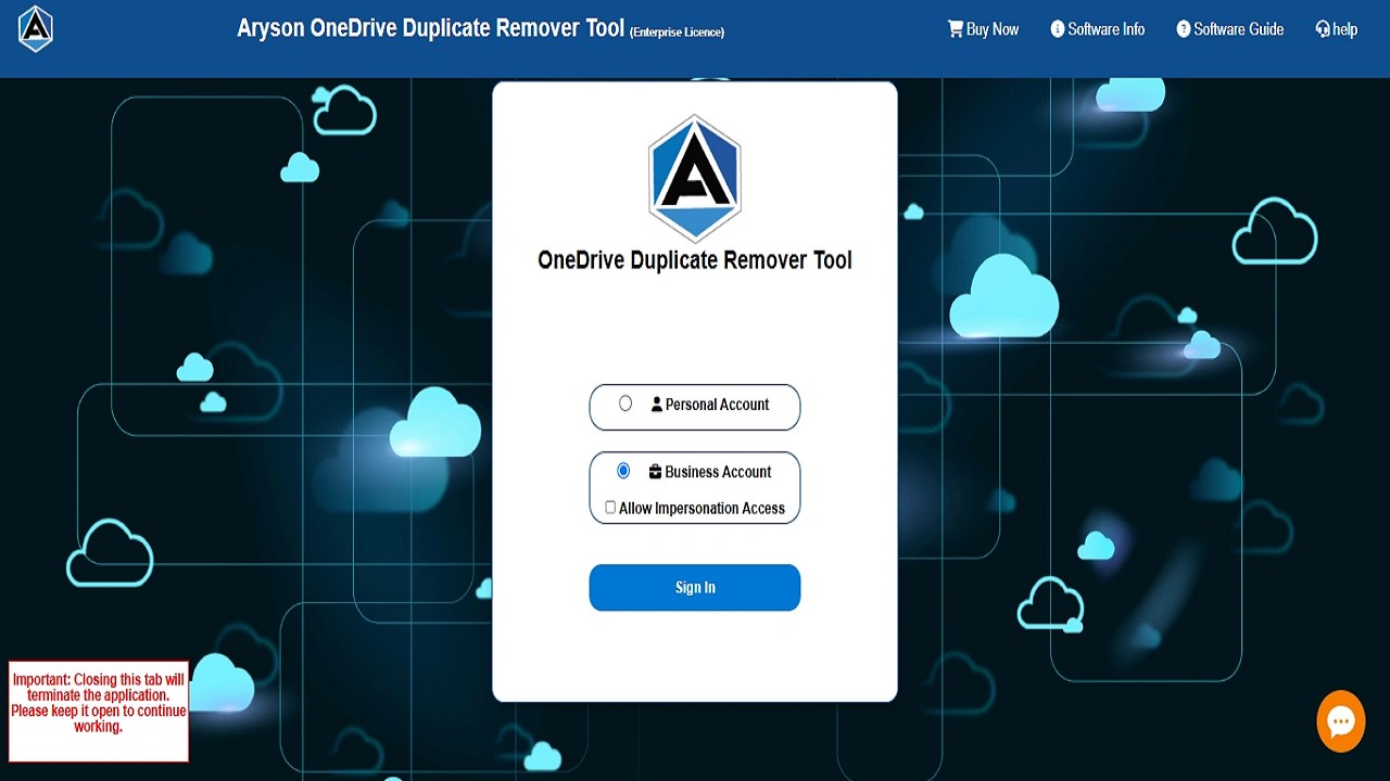 Snapshot 1 of Aryson for OneDrive Duplicate Remover