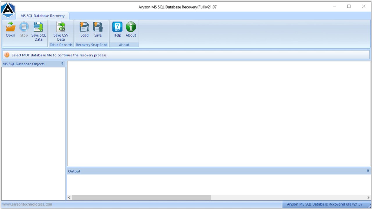 Snapshot 1 of Aryson SQL Recovery Software