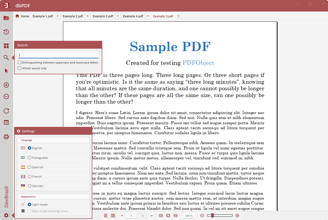 dbPDF screenshot