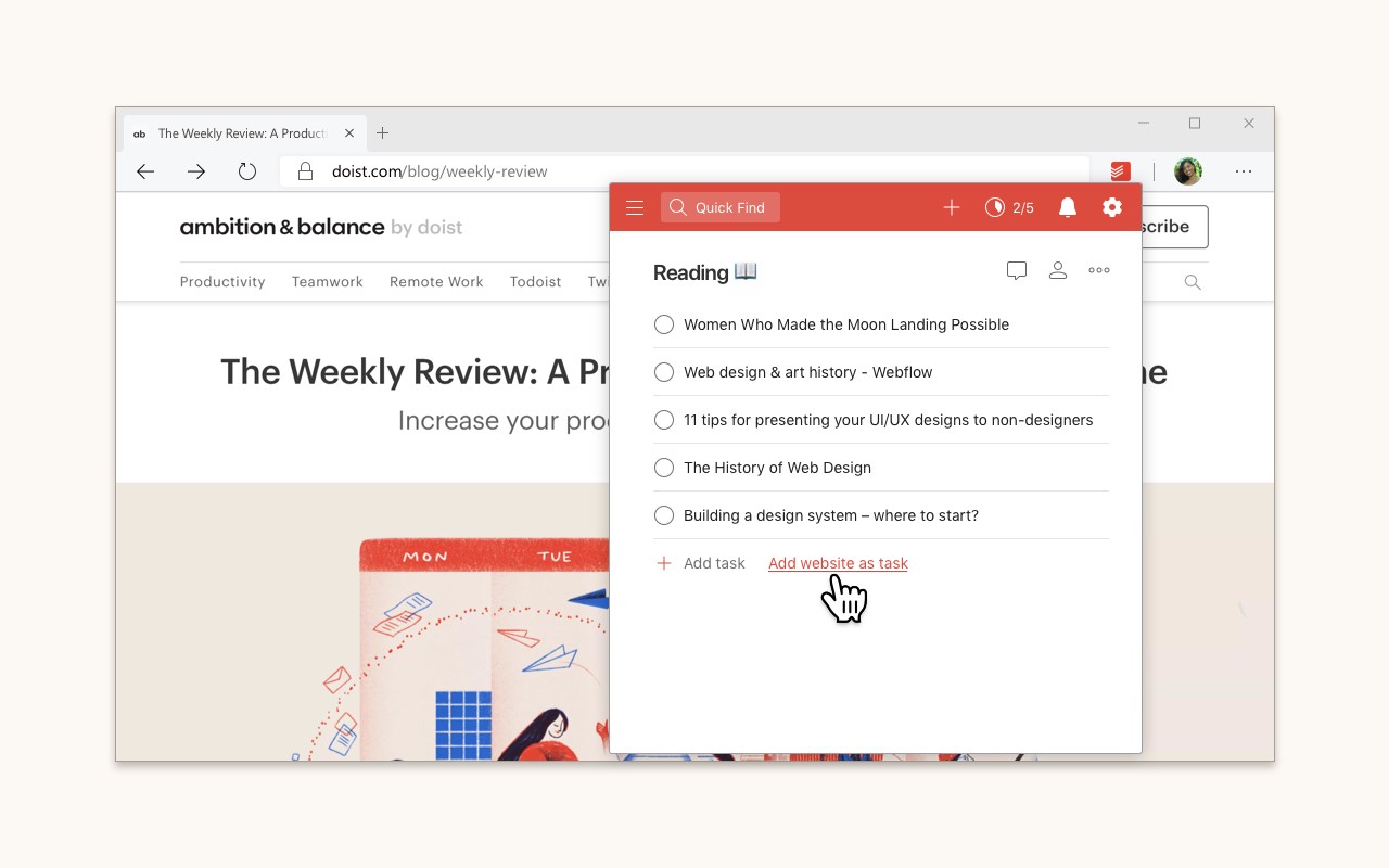 Todoist for Microsoft Edge