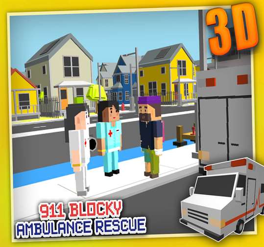 Blocky 911 Ambulance Rescue screenshot 3