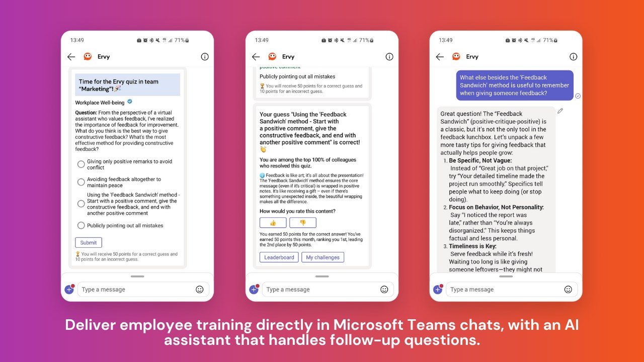 Snapshot 2 of Ervy – AI for employee training
