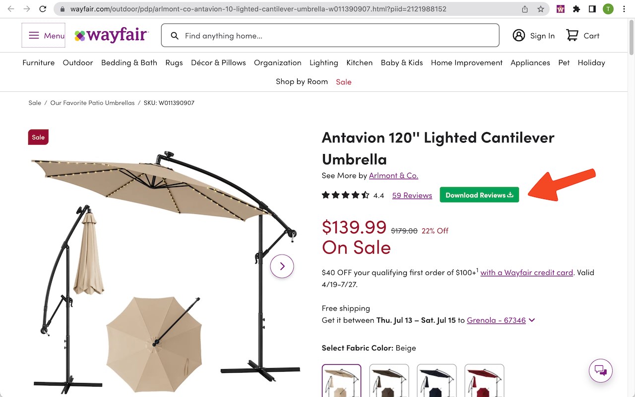 Review Fetcher for Wayfair