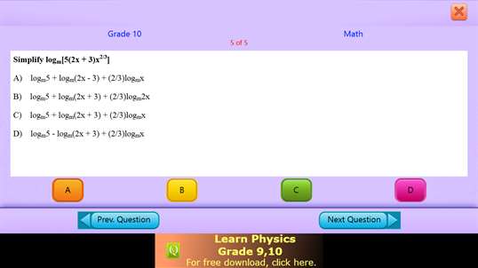 QVprep Lite Math English Grade 10 screenshot 7