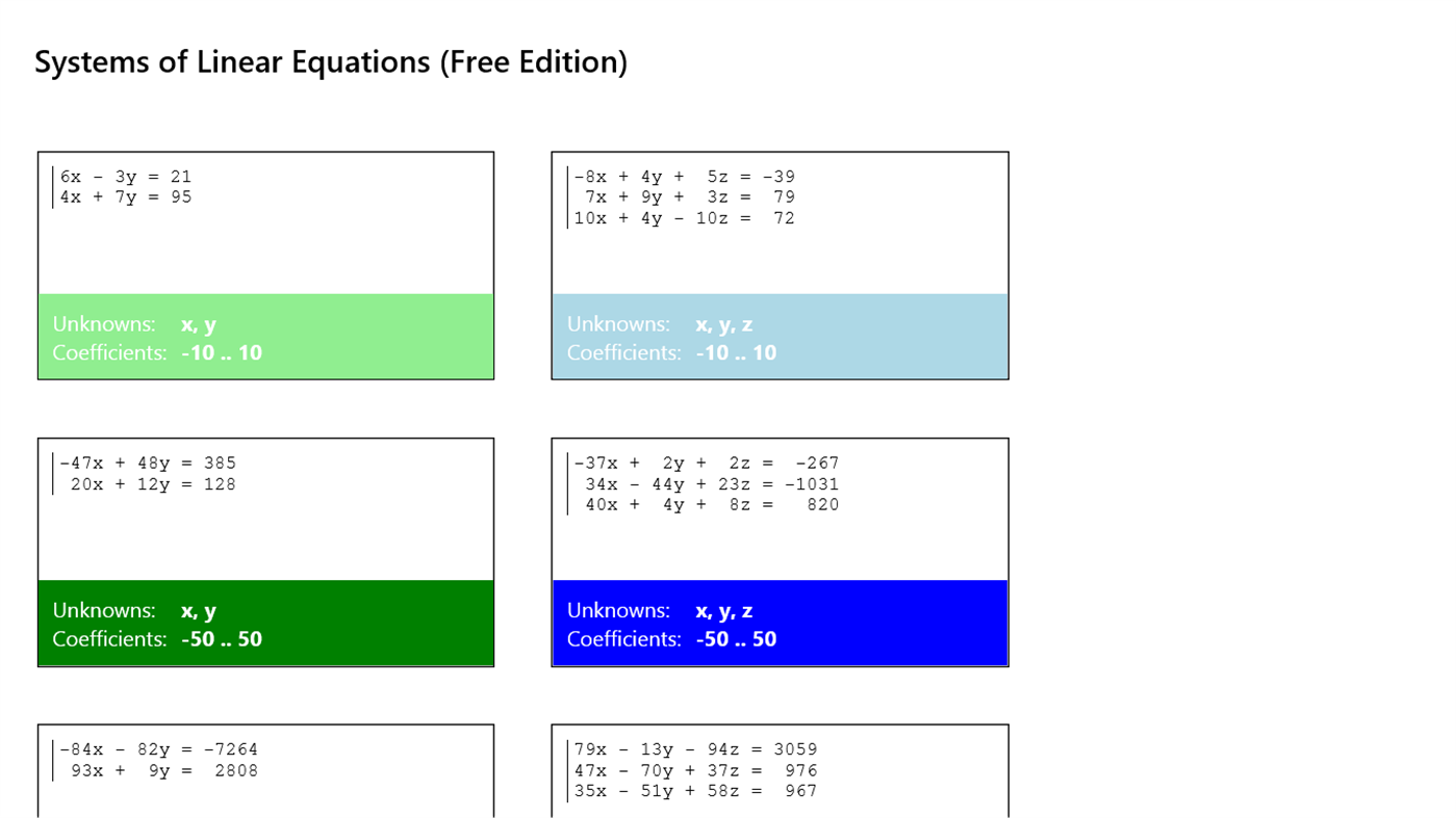 #1. Systems of Linear Equations (Free Edition) (Windows) Podle: Zlatko Michailov