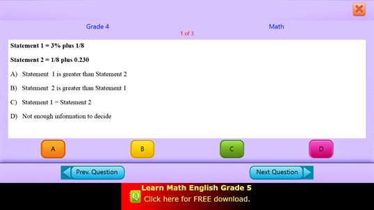 QVprep Lite Math English Grade 4 screenshot 7