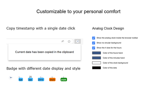 Date Today for Edge – Clock & Date in Toolbar