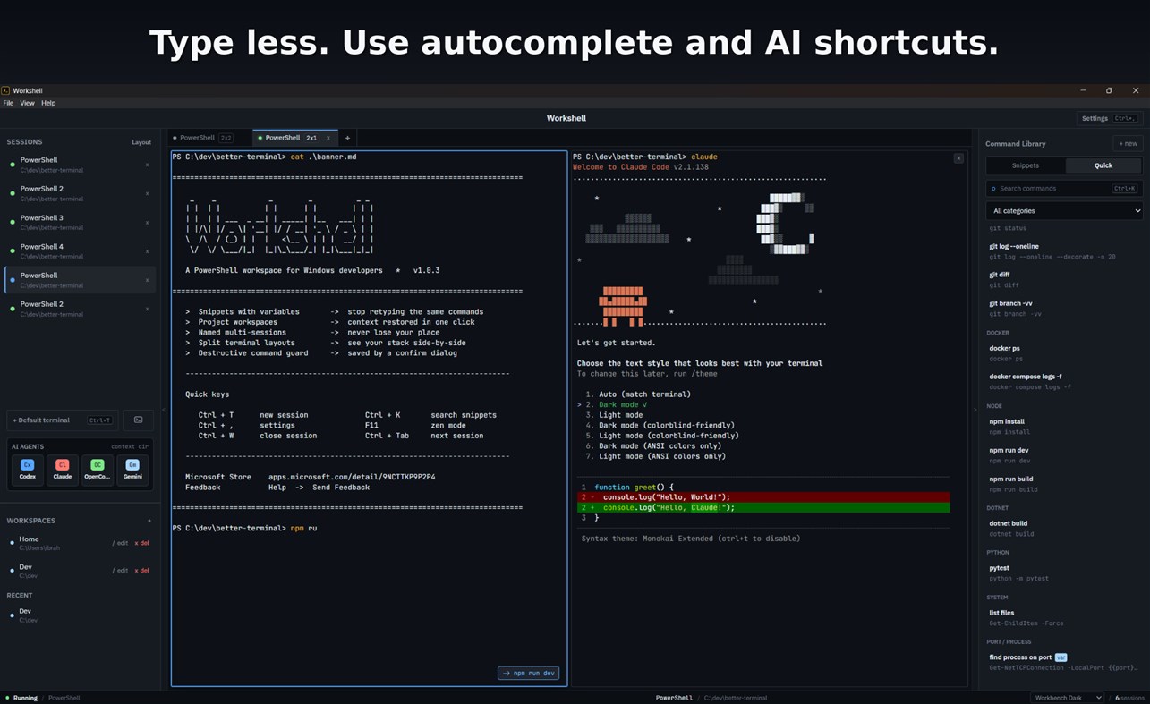 #5. Workshell — PowerShell Workspace & Snippet Manager (Windows) By: stargazer07