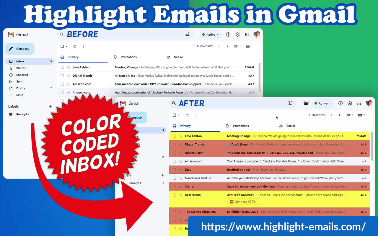 Highlight Emails in Gmail by cloudHQ