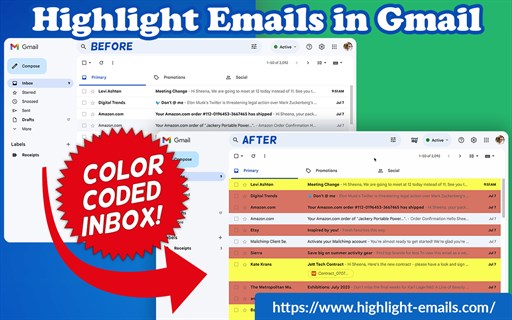 Highlight Emails in Gmail by cloudHQ - Color Code Your Inbox