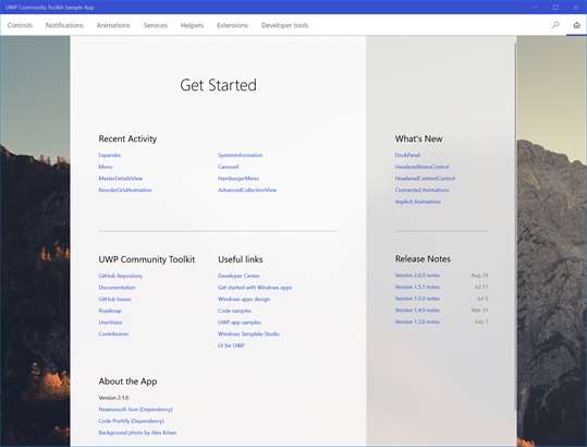 Windows Community Toolkit Sample App screenshot 1