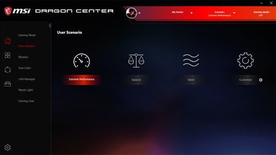 MSI Dragon Center screenshot 2