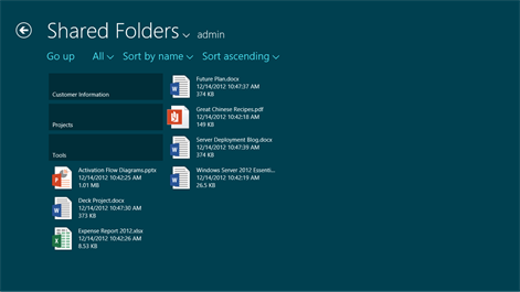 Screenshot: Shared folders
