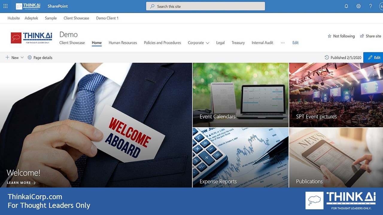 Snapshot 1 of Think AI SharePoint Intranet Builder
