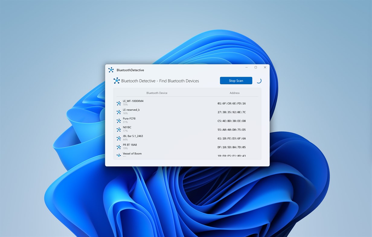 #1. Bluetooth Device Scanner (Windows) Podle: EvlarSoft LLC