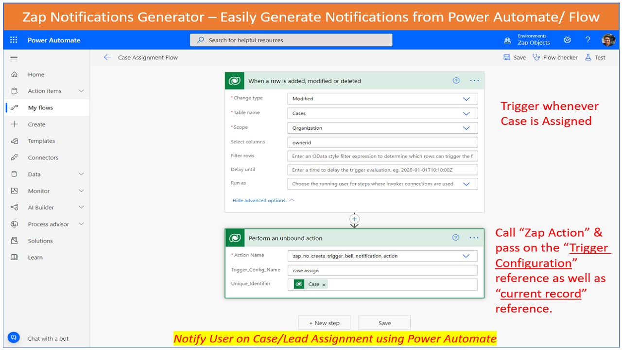 Snapshot 1 of In-App, Push, Email alerts in Dynamics 365 CRM - Zap Notifications Generator