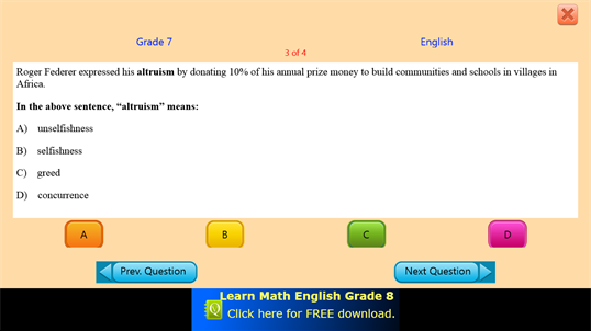 QVprep Lite Math English Grade 7 screenshot 9