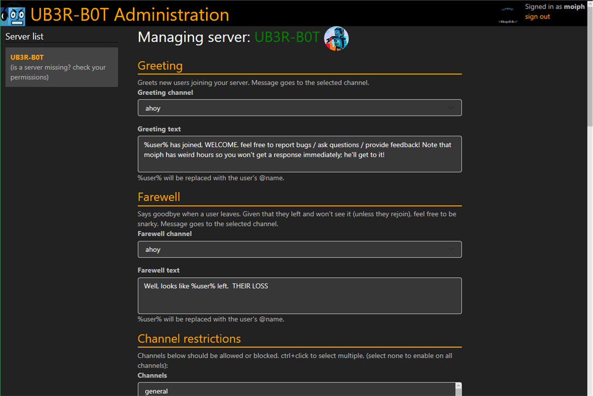 #2. UB3R-B0T Administration (Windows) Podle: Moiph