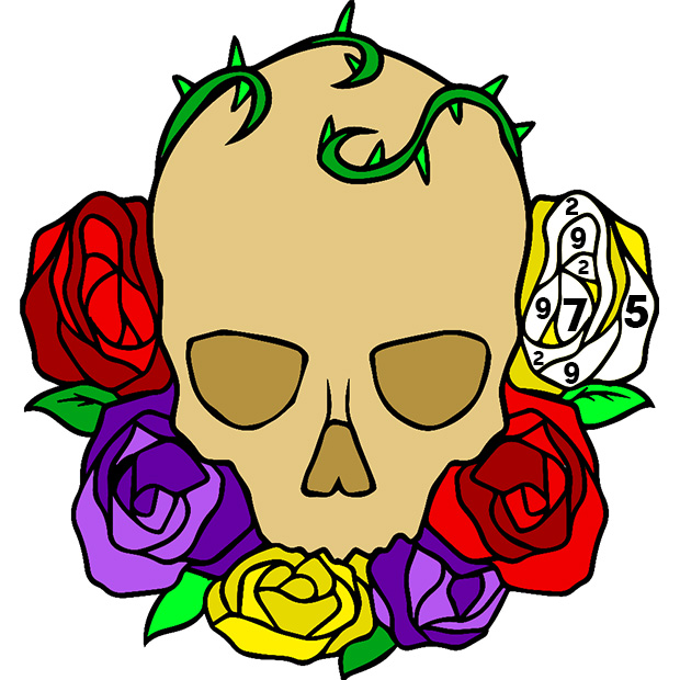 Tattoo Color by Number - Adult Coloring Book
