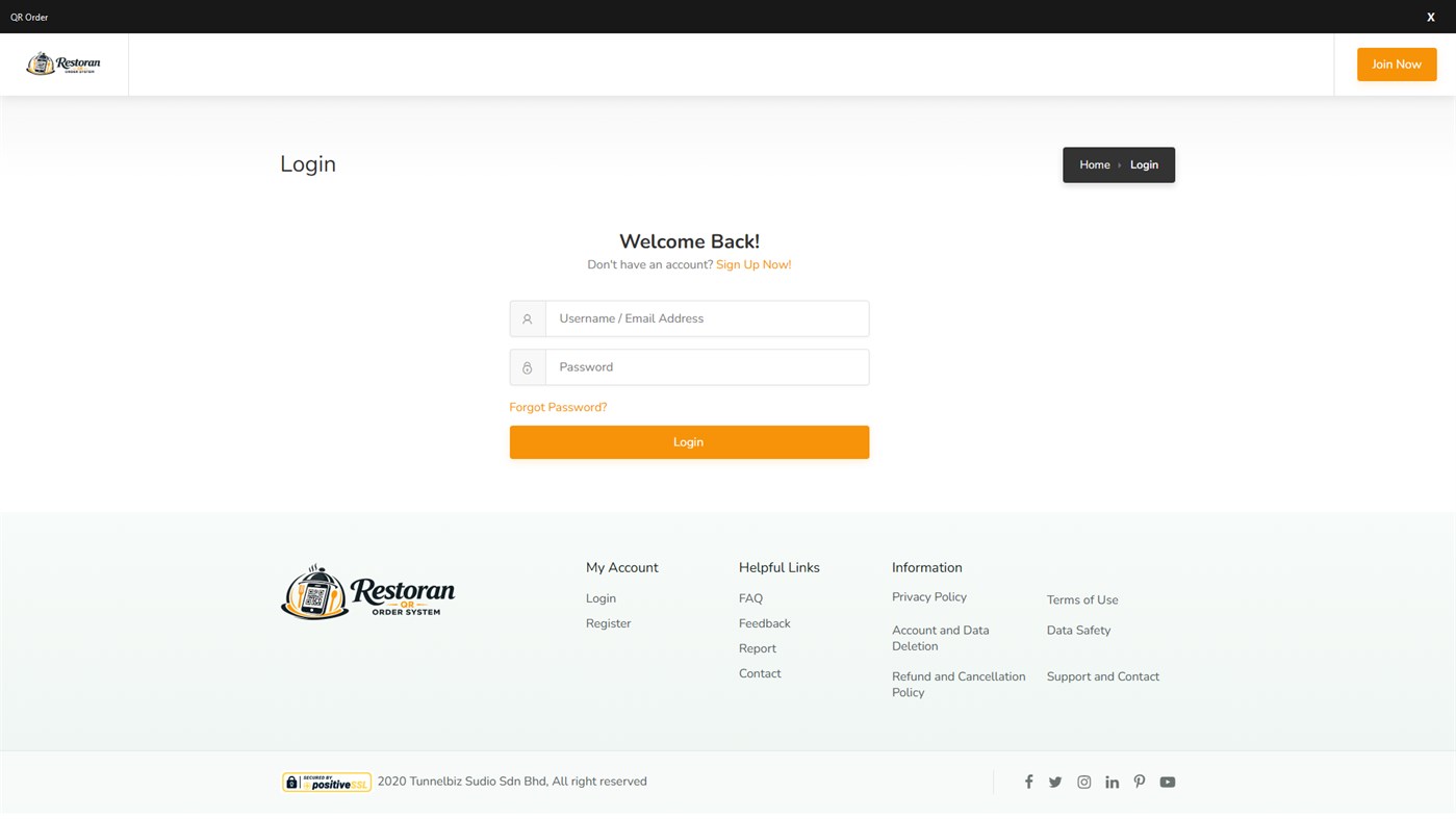 #1. Restoran QR Order (Windows) By: tunnelbiz