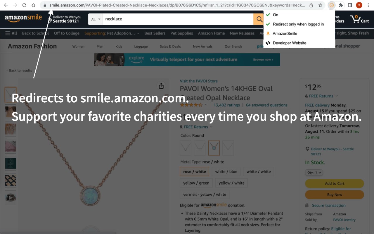 Amazon Smile Redirect Plus