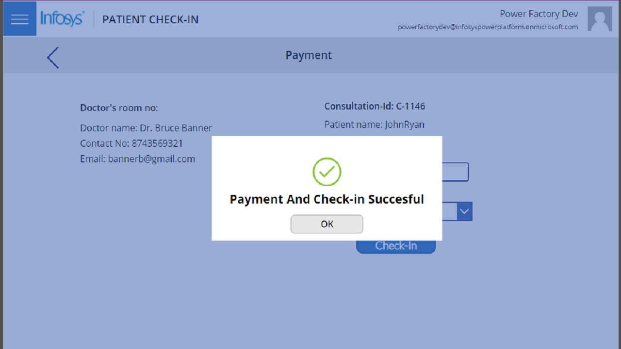 Snapshot 2 of Infosys Patient Check-in