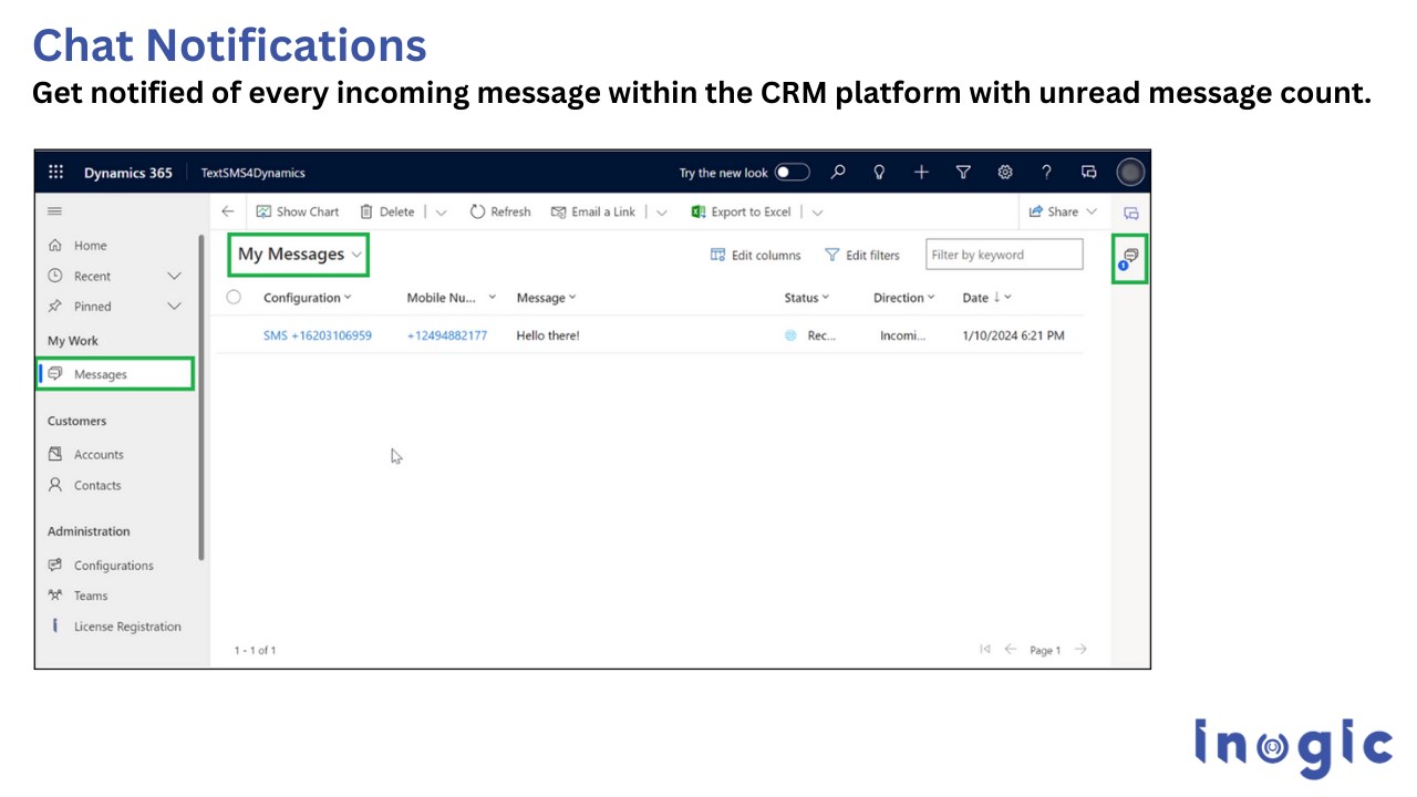 Snapshot 3 of Text, SMS, Instant Message, Chat + Dynamics 365 CRM - TextSMS4Dynamics