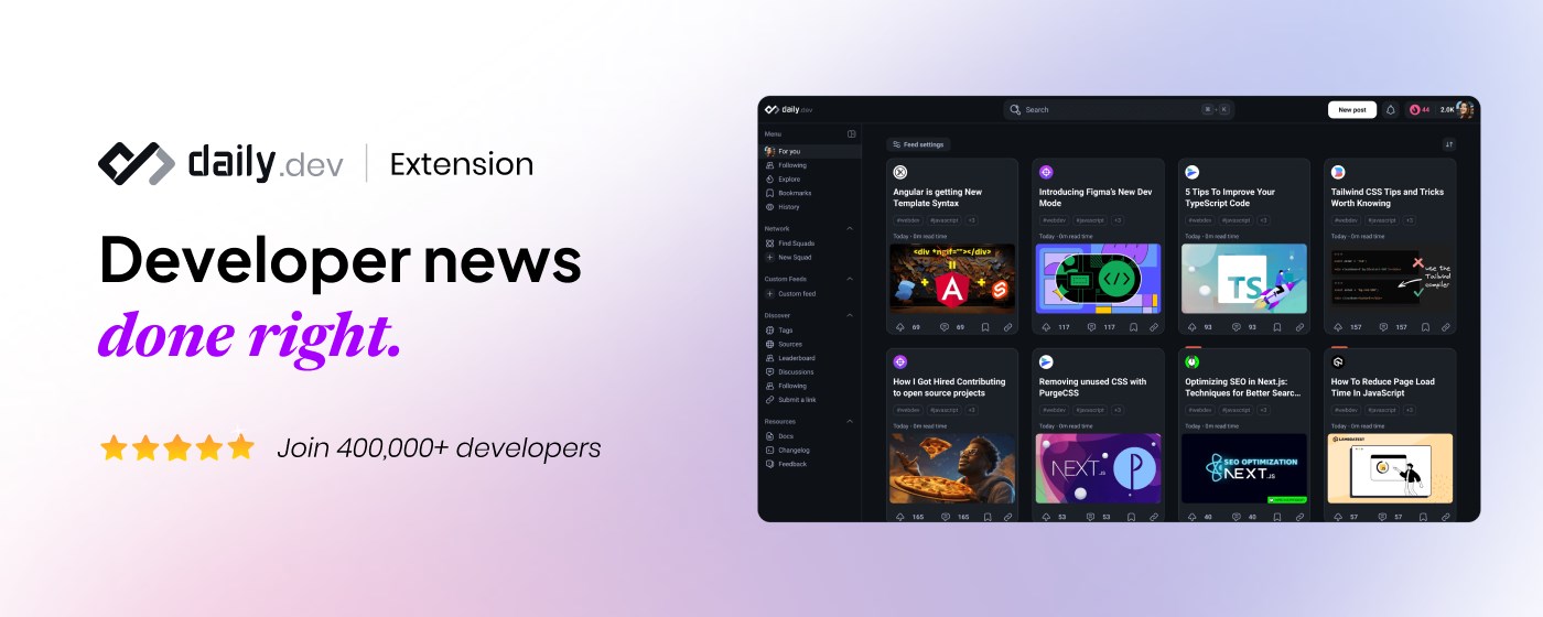 daily.dev | Developer News Done Right, in Every New Tab