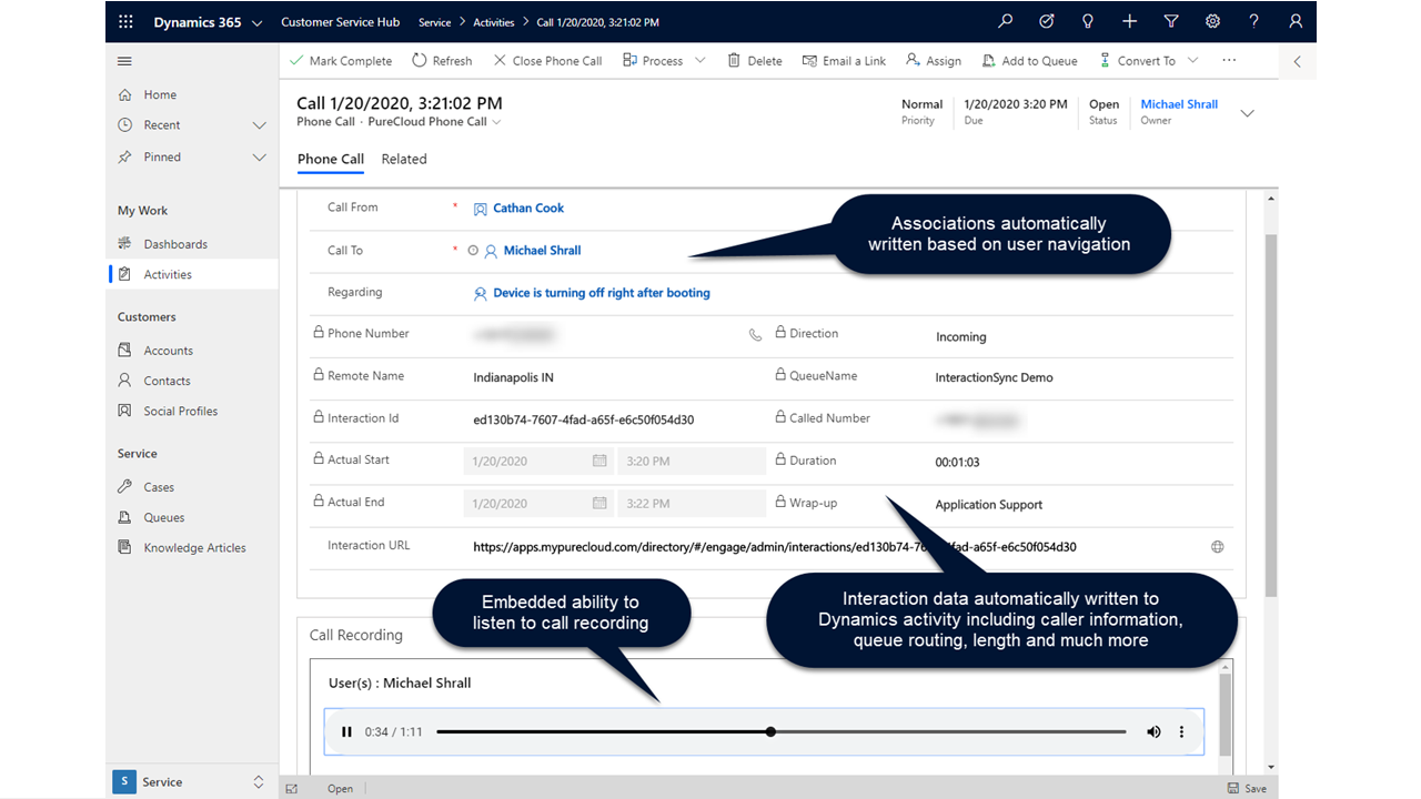Snapshot 2 of InteractionSync for Genesys Cloud from TTEC Digital