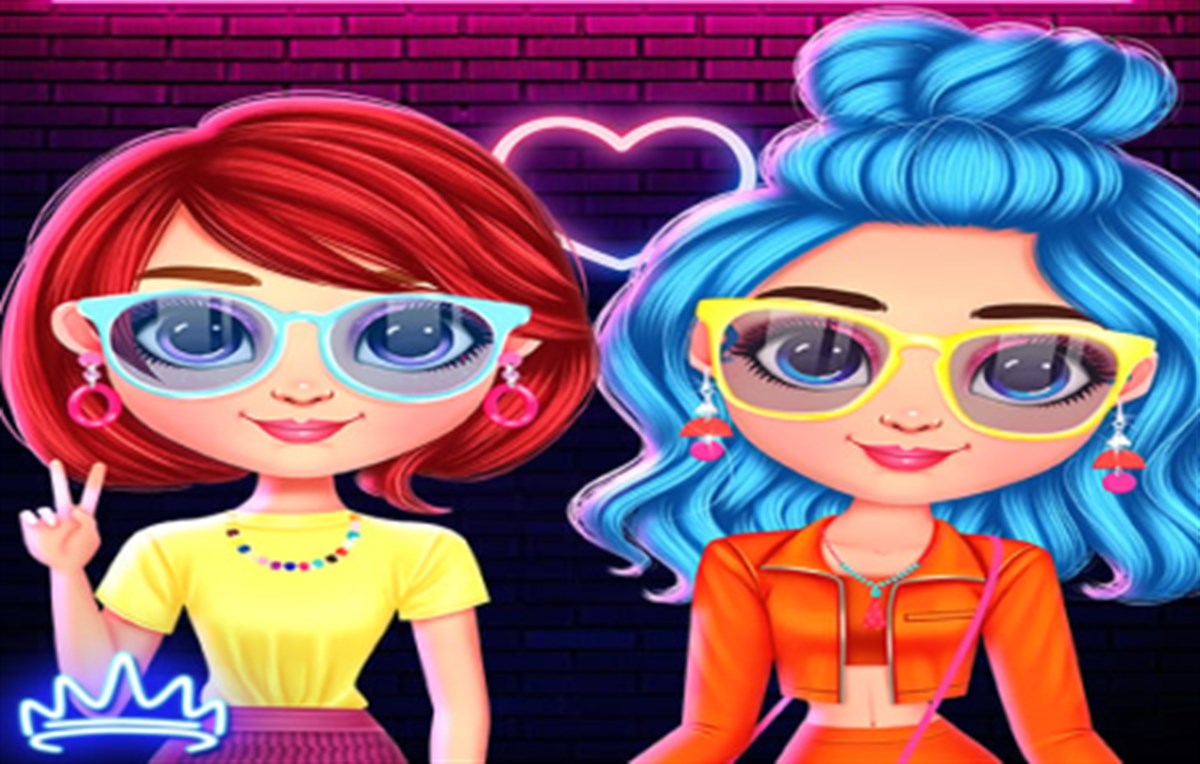 Rainbow Girls Neon Fashion Game