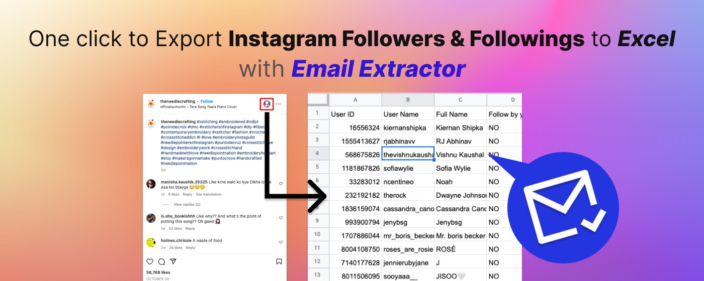 IG Follower Exporter w/ Email Extractor marquee promo image