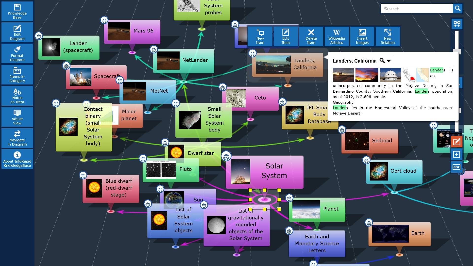 Screenshot: Articles downloaded from the Wikipedia
