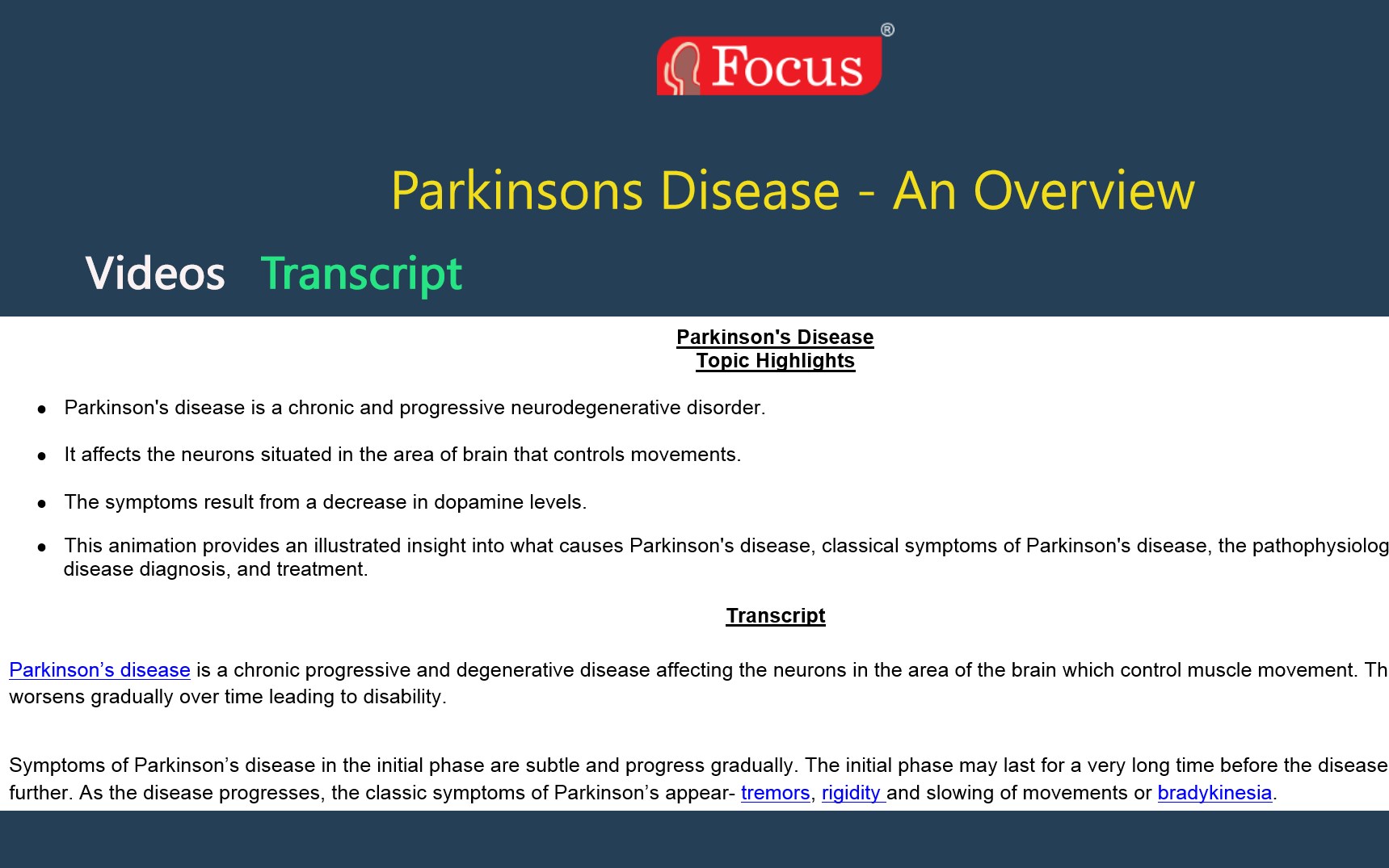 Parkinson’s disease An Overview for Windows 10