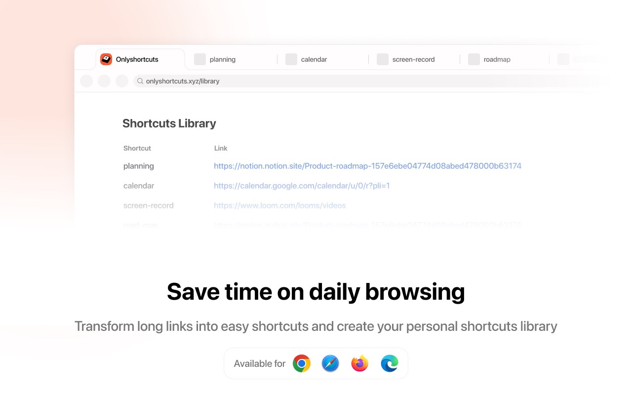 Onlyshortcuts - Quick access to links with shortcuts