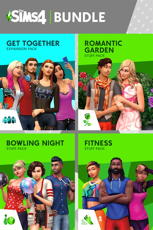 The Sims 4 Back to School Bundle – Get Together, Romantic Garden Stuff, Bowling Night Stuff, Fitness Stuff Xbox Series X|S and Xbox One cover art