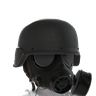 Military Helmet with Gas Mask - Black