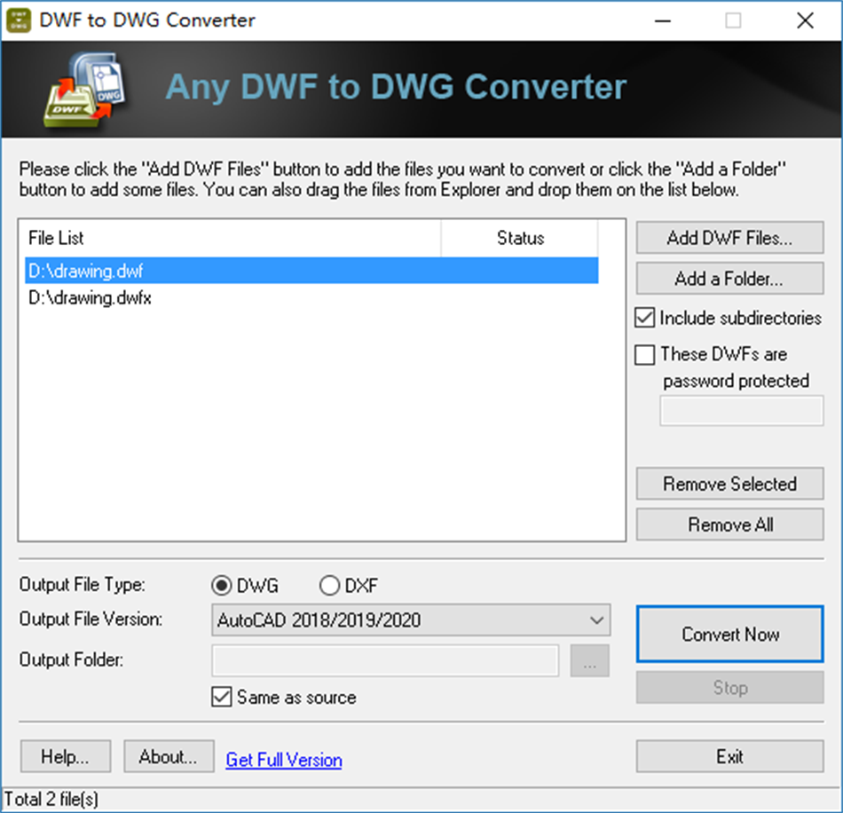 DWF to DWG Converter (Windows) Podle: AnyDWG Software