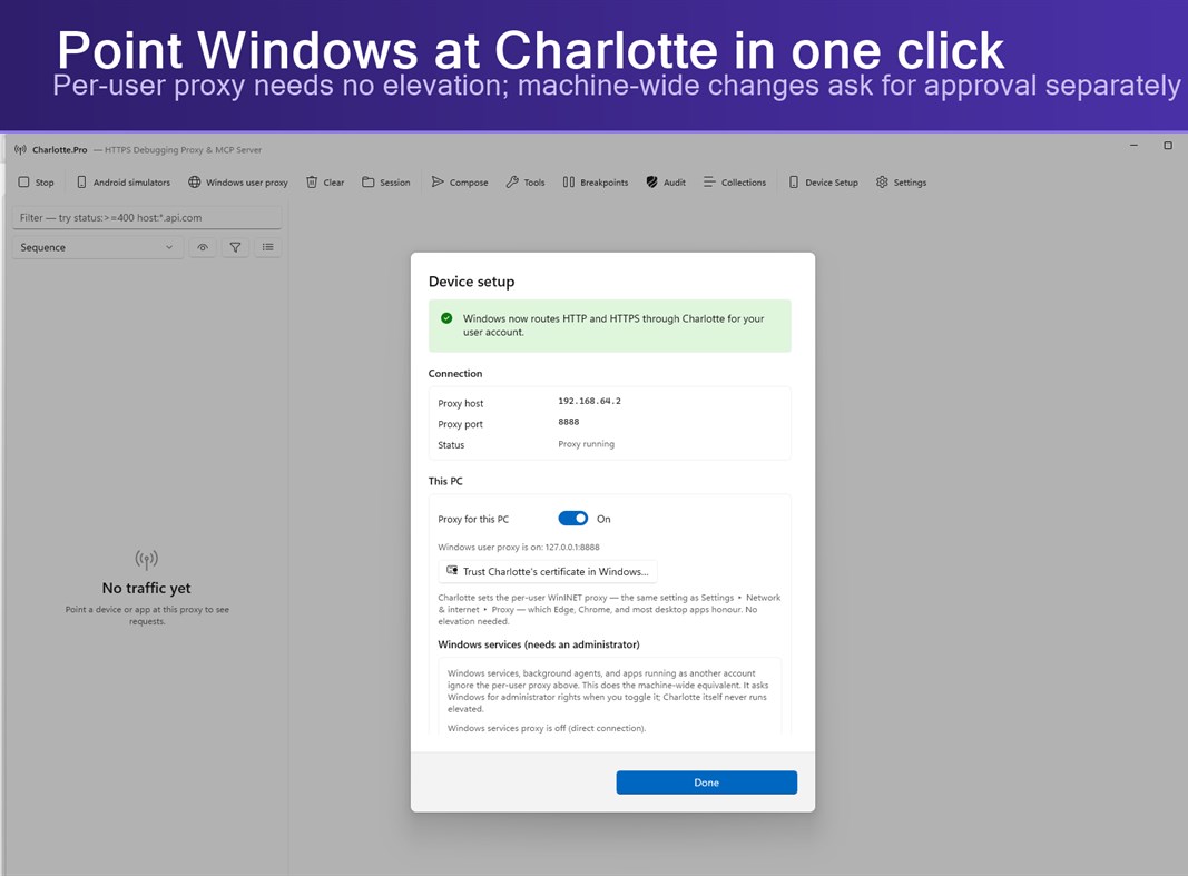 #5. Charlotte.Pro — HTTPS Debugging Proxy & MCP Server (Windows) Podle: Wojciech Charysz