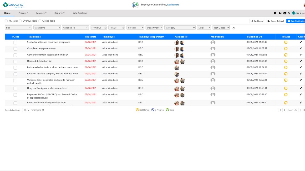 Snapshot 1 of HR Onboarding Software By Beyond Key