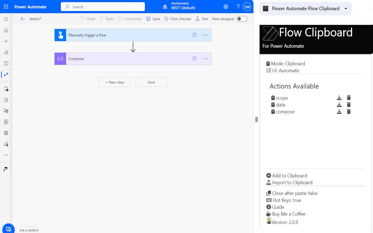 Power Automate Flow Clipboard