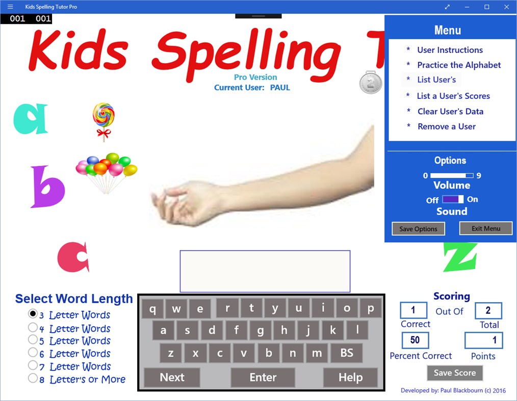 #7. Kids Spelling Tutor Pro (Windows) Podle: Paul Blackbourn