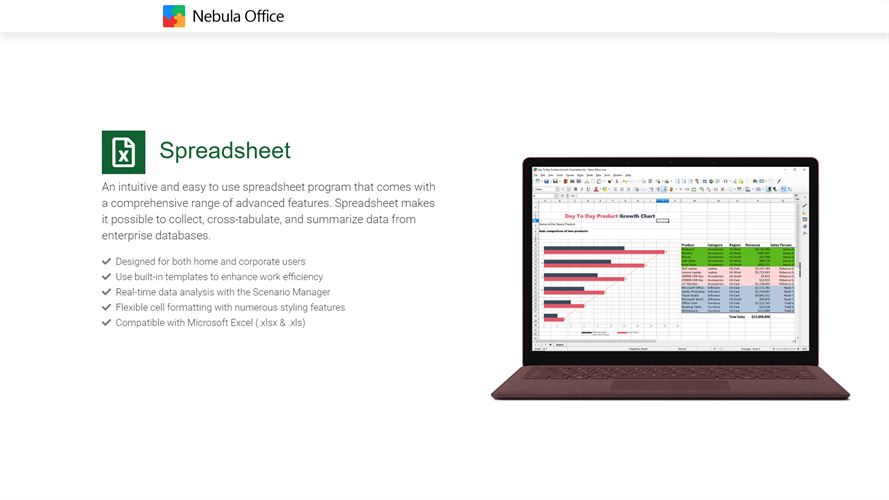 Nebula Office: Word, Slide, Spreadsheet & PDF Compatible - DOCX, XLSX, PPTX, SVG, ODT, ODS, ODP, Word to PDF Screenshot